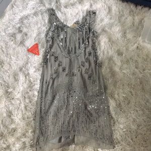 Embellished sheath Dress, silver